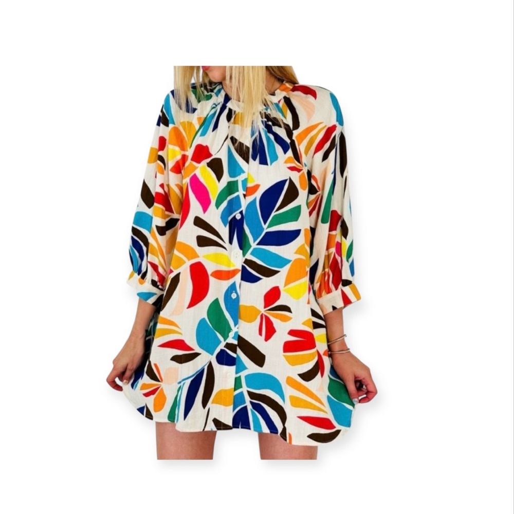 Tabitha brown Multicolor Leaf Print size m mini Dress